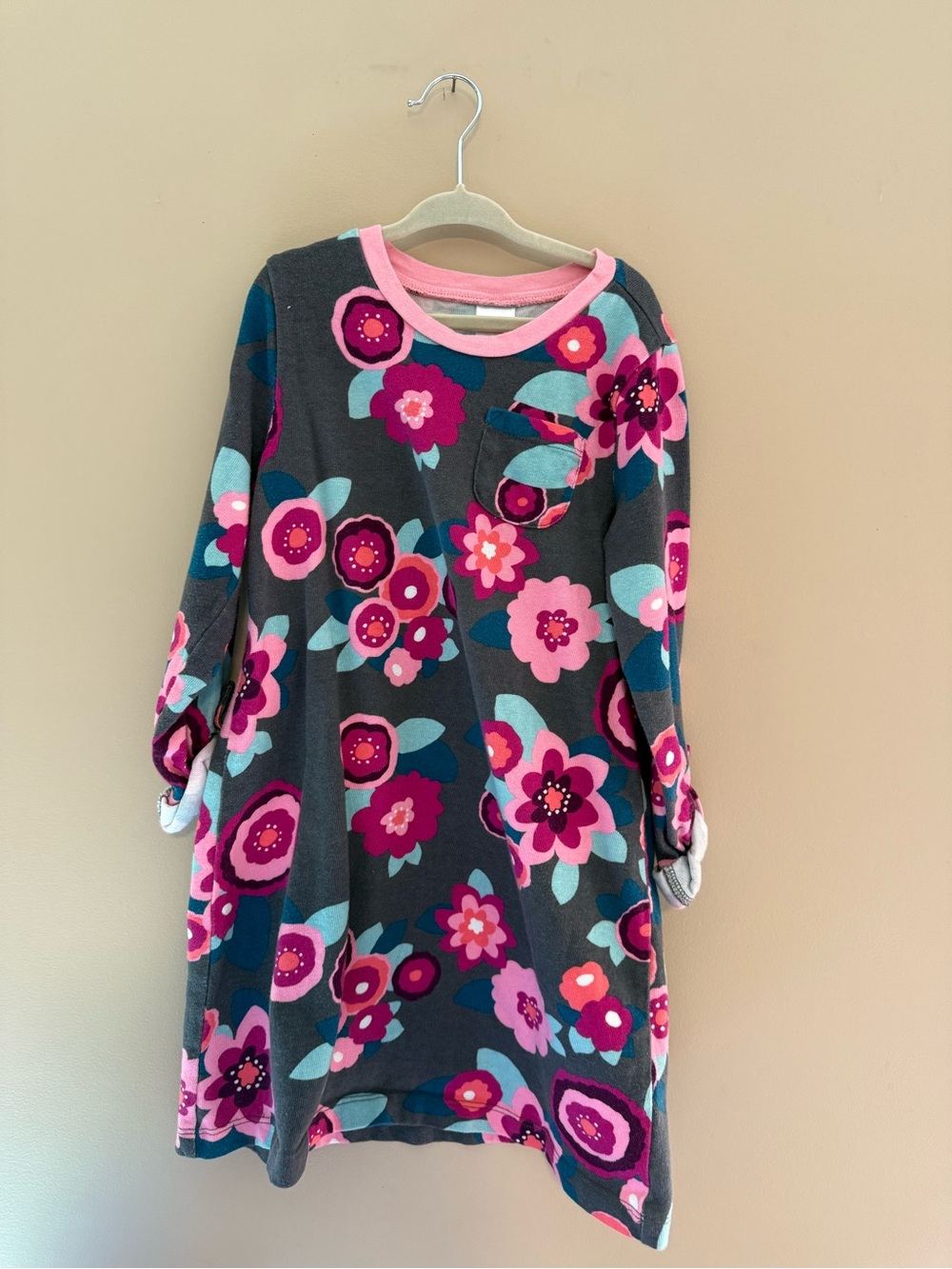 Gymboree Pink Trim Floral Tee Dress